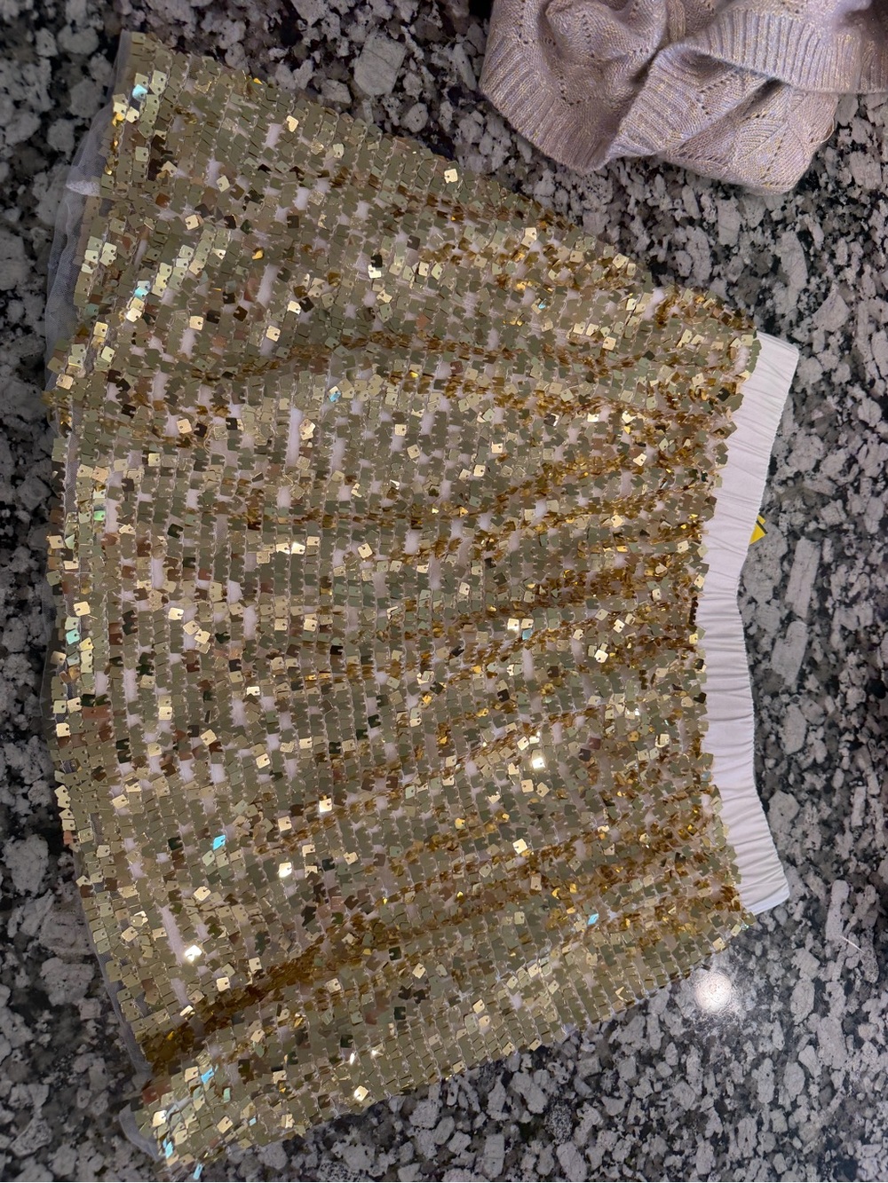 Crewcuts Gold Sequin Mini Skirt with Elastic Waistband Holiday Party Skirt